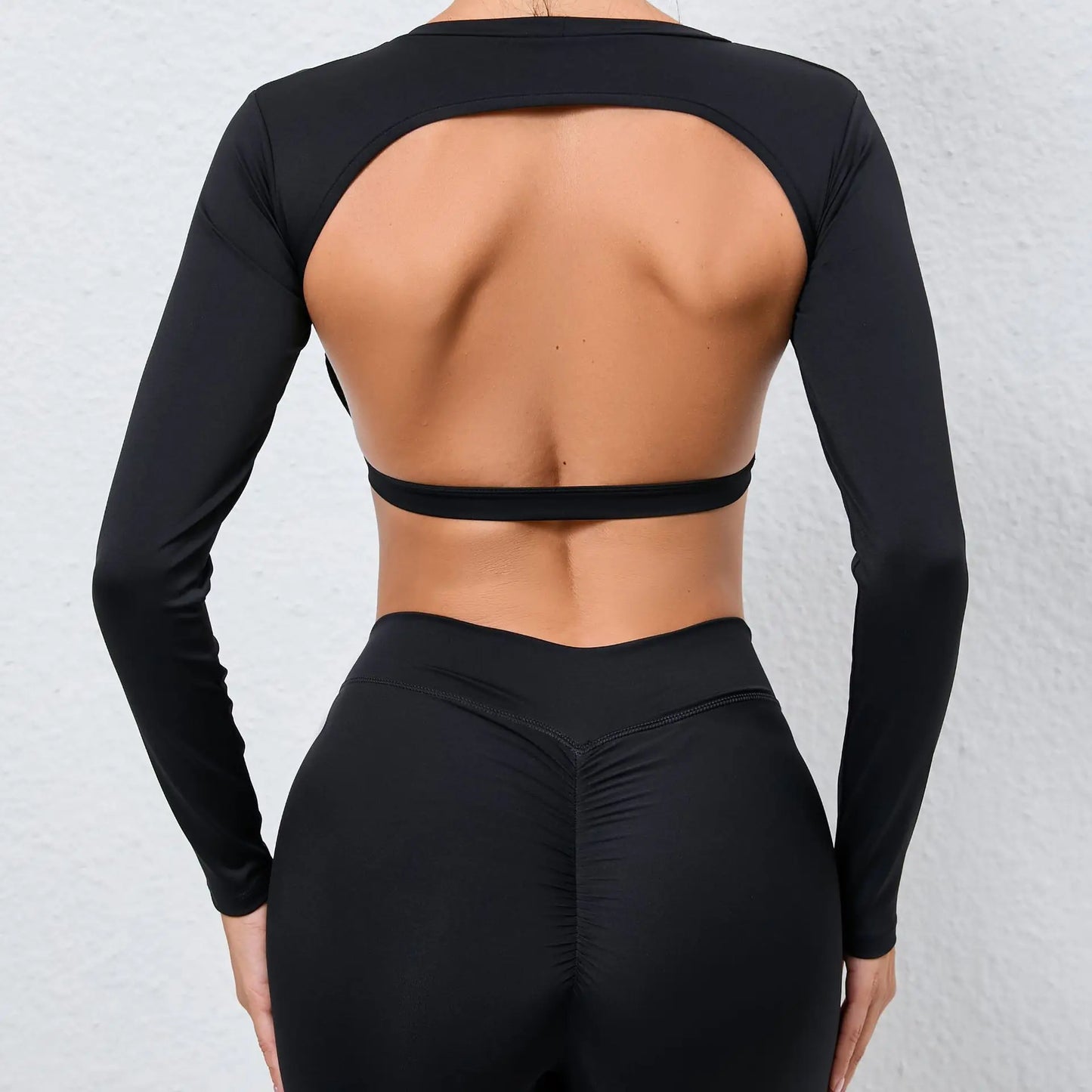 Sexy Long Sleeve  Backless Gym Top