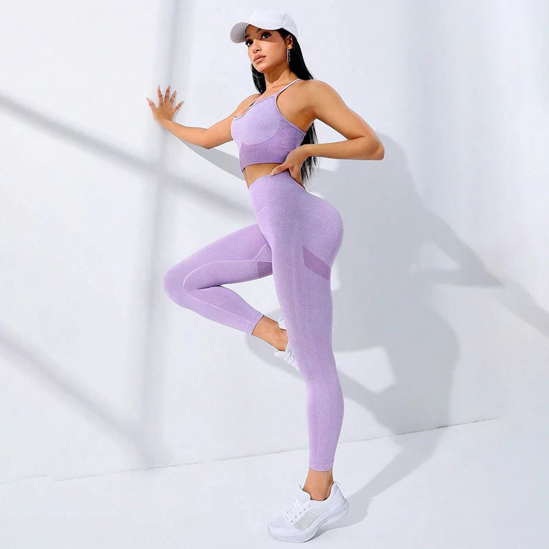 2Pcs  Yoga  Set  High-Waisted Leggings