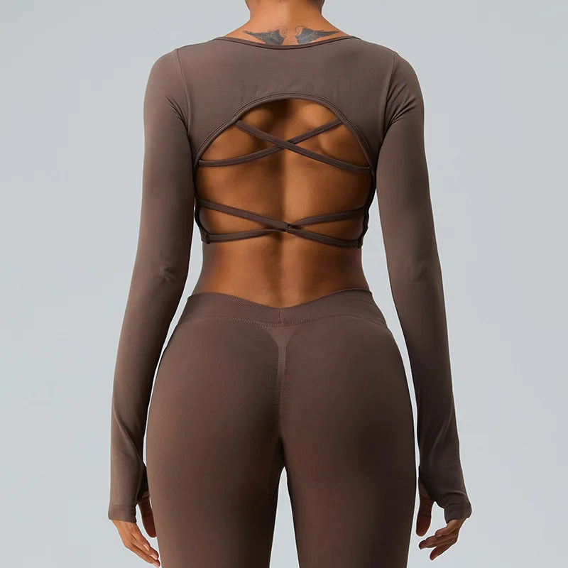 Sexy Padded Long sleeve Yoga Shirt