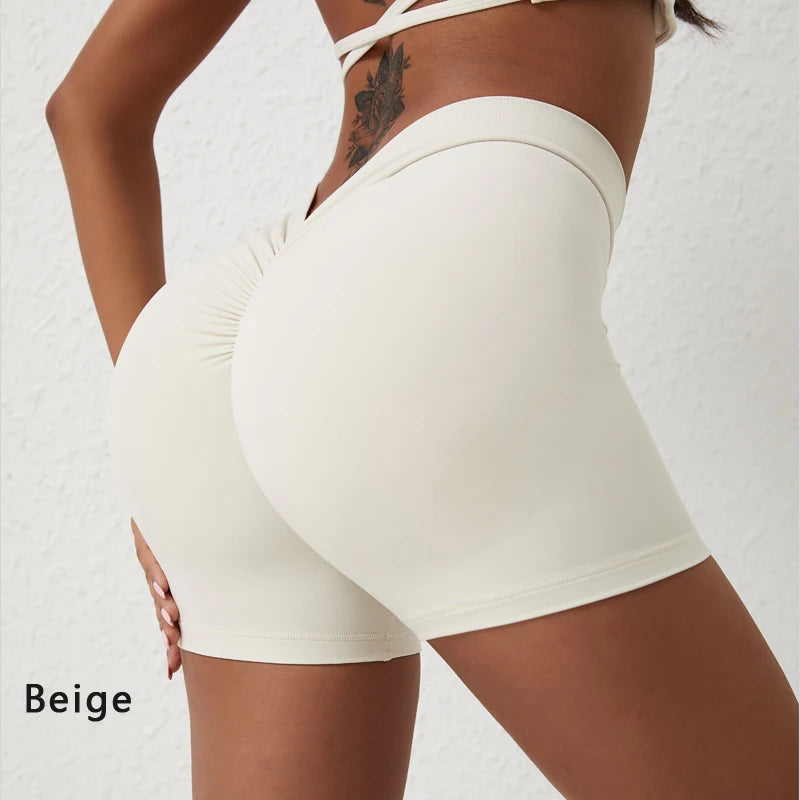 V-Back High waisted hip lifting yoga shorts