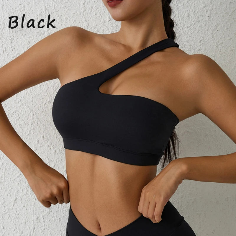 Sexy One Shoulder Sports Bra