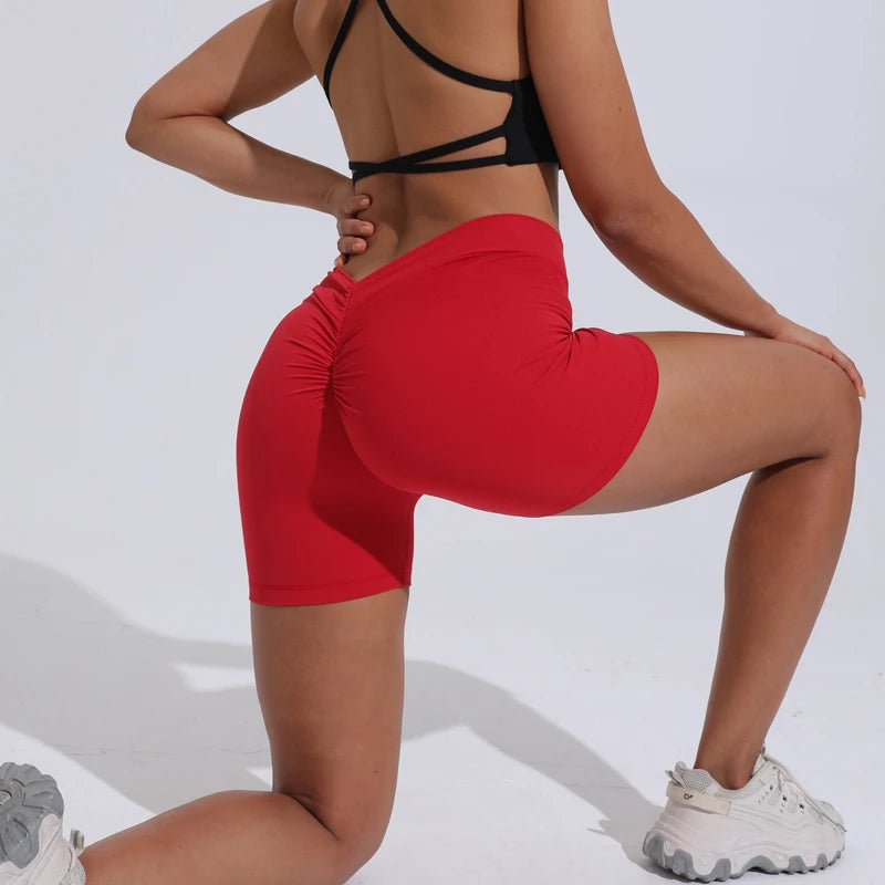 V-Back High waisted hip lifting yoga shorts