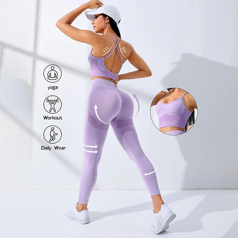 2Pcs  Yoga  Set  High-Waisted Leggings