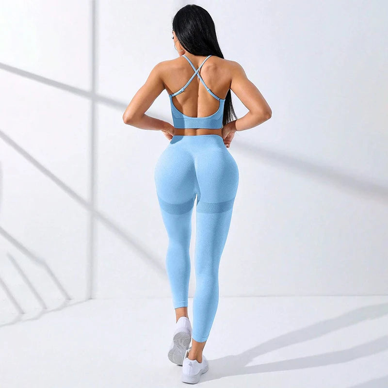 2Pcs  Yoga  Set  High-Waisted Leggings