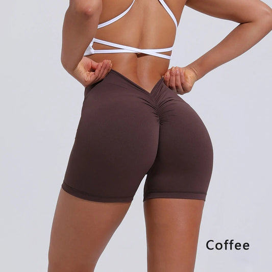 V-Back High waisted hip lifting yoga shorts