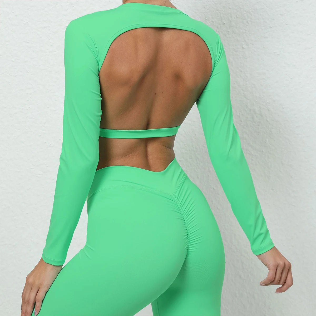 Sexy Long Sleeve  Backless Gym Top