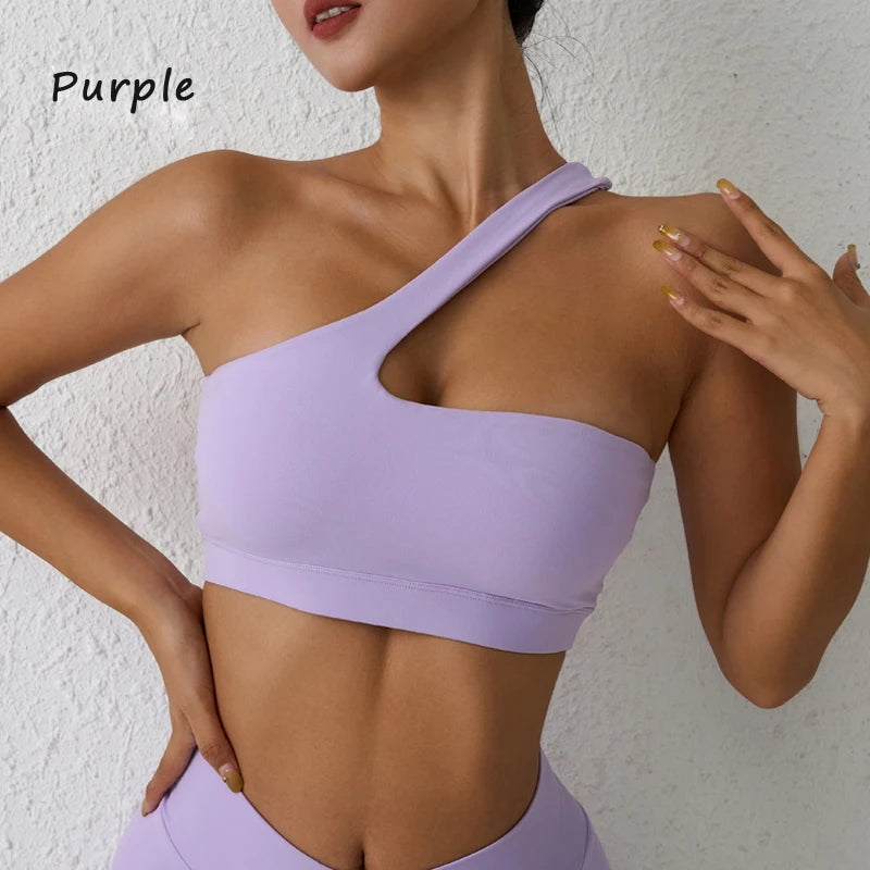 Sexy One Shoulder Sports Bra